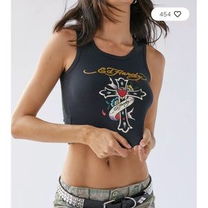 Urban outfitters Ed Hardy Exclusive Hearts Cross Tank Top